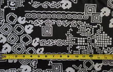 Load image into Gallery viewer, 1971 Retro Fabric - Polyester Crepe - Spiral - Black and White - Fabric Remnant - 6PC49