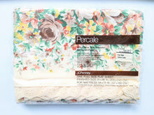 Load image into Gallery viewer, Vintage Bed Sheet - Full - Flat - Calico Lace - Eyelet Trim - BDSFT545