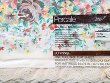 Load image into Gallery viewer, Vintage Bed Sheet - Full - Flat - Calico Lace - Eyelet Trim - BDSFT545
