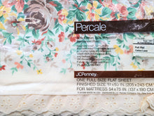 Load image into Gallery viewer, Vintage Bed Sheet - Full - Flat - Calico Lace - Eyelet Trim - BDSFT545