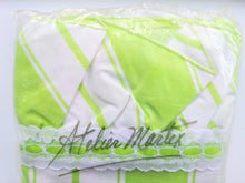 Load image into Gallery viewer, Vintage Pillowcases - King - Stripe Lime Green & White, Trimmed - BDP233