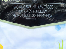 Load image into Gallery viewer, Vintage Pillowcases - King - Yellow and Blue Floral, Blue Trim - BDP230