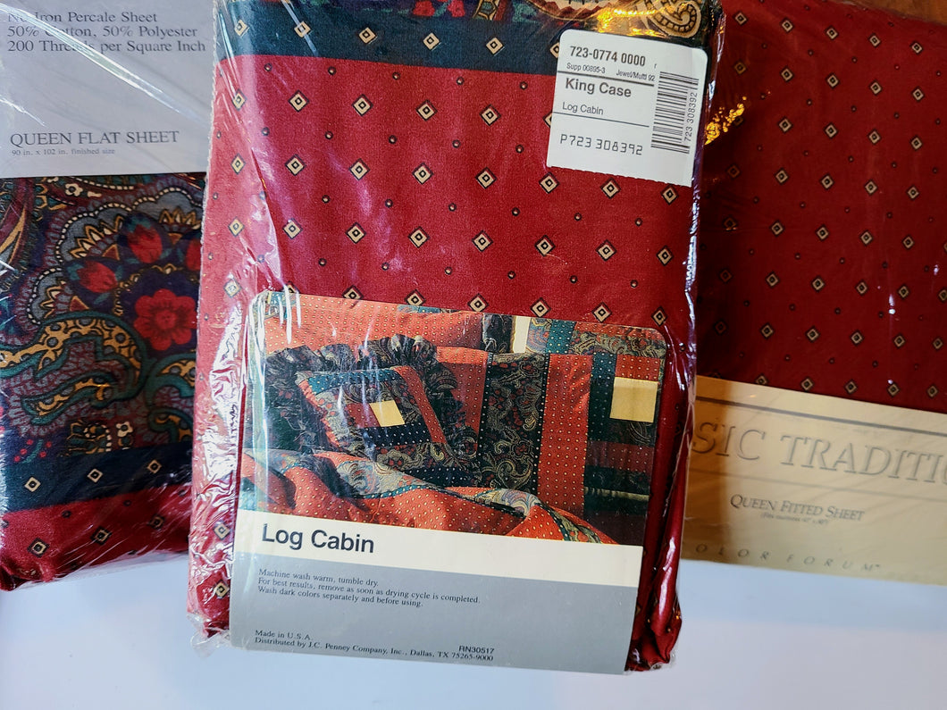 Vintage Bed Sheet Set - Queen - Log Cabin - BDQST398