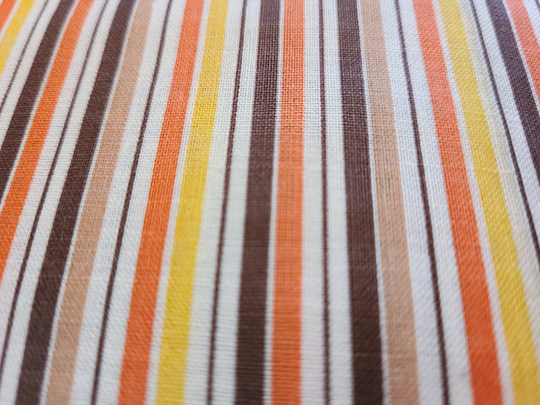 1930s Vintage Fabric - Cotton - Stripe - Orange Yellow Brown White - By the Yard - VCG7