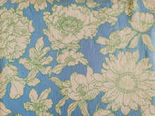 Load image into Gallery viewer, 1960s 1970s Retro Fabric - Whipped Cream - Blue - Floral - Fabric Remnant - 6PW57