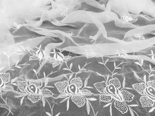Load image into Gallery viewer, Vintage Fabric - Chiffon Georgette - White, Embroidered - Fabric Remnant - CHF400