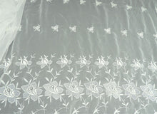 Load image into Gallery viewer, Vintage Fabric - Chiffon Georgette - White, Embroidered - Fabric Remnant - CHF400