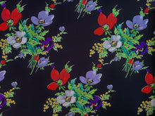 Load image into Gallery viewer, Vintage Fabric - Silk - Floral - Black, Purple - Fabric Remnant - SLK430