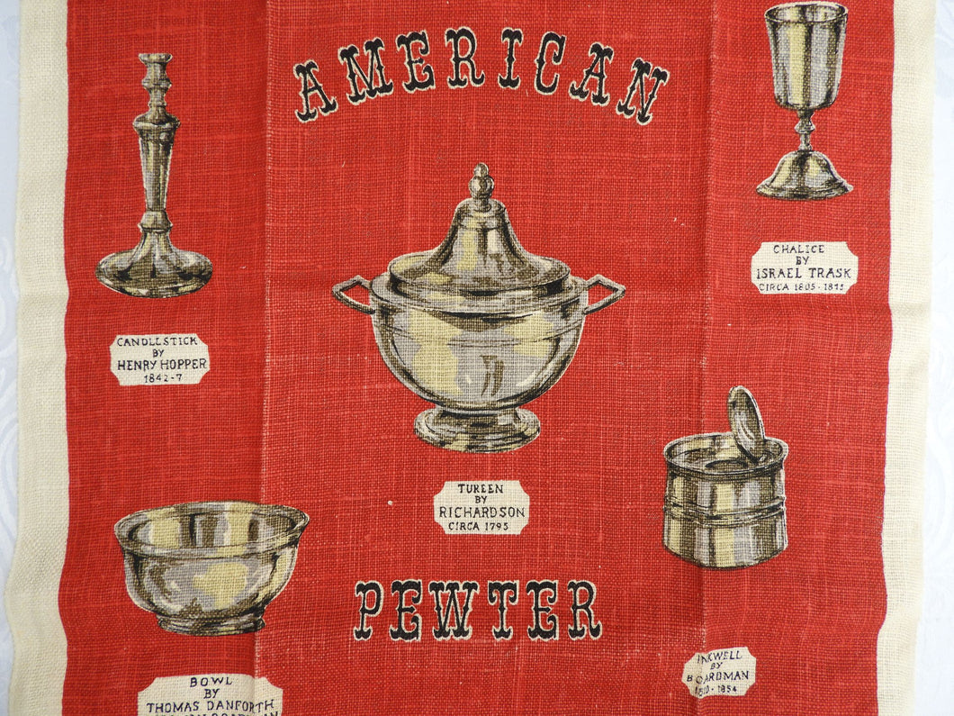 Vintage Tea Towel - Printed Linen - American Pewter - TWL97