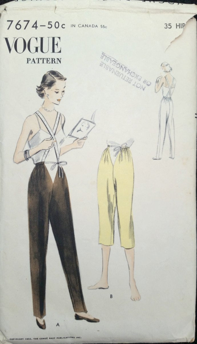 1955 Vogue Vintage Sewing Pattern 7674 - Maternity Pant