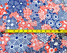 Load image into Gallery viewer, 1960s 1970s Retro Fabric - Voile  - Gears - Red White Blue - Fabric Remnant - 6VL540

