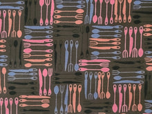 Load image into Gallery viewer, Vintage Fabric - Cotton - Kitchen Fork Spoon Knife - Fabric Remnant - VCW547

