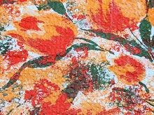 Load image into Gallery viewer, Vintage Fabric - Cotton - Seersucker - Tulip Floral - Orange - Fabric Remnant - VCR335
