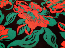 Load image into Gallery viewer, Vintage Fabric - Silk Crepe - Floral - Red on Navy Blue - Fabric Remnant - SLKC64
