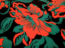 Load image into Gallery viewer, Vintage Fabric - Silk Crepe - Floral - Red on Navy Blue - Fabric Remnant - SLKC64
