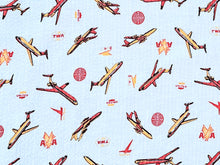 Load image into Gallery viewer, Vintage Fabric - Cotton - Seersucker - Airlines TWA United PANAM  - Fabric Remnant - VCR1959
