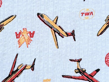 Load image into Gallery viewer, Vintage Fabric - Cotton - Seersucker - Airlines TWA United PANAM  - Fabric Remnant - VCR1959

