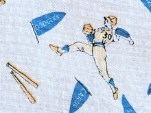 Load image into Gallery viewer, Vintage Fabric - Cotton - Seersucker - Baseball Mets Giants Dodgers - Fabric Remnant - VCR1960
