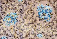 Load image into Gallery viewer, Vintage Fabric - Polished Cotton - Metallic Gold Blue Floral - Fabric Remnant - VCLP99
