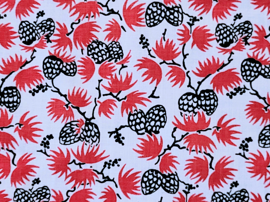 Vintage Fabric - Cotton  - Art Deco - Red White Black - By the Yard - VCS452