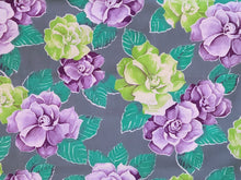 Load image into Gallery viewer, Vintage Fabric - Cotton - Roses - Purple Green Gray - By the Yard - VCL209
