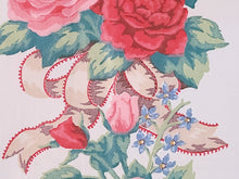 Load image into Gallery viewer, Vintage Fabric - 1940s Interior Home Decorating - Polished Chintz - Roses - Fabric Remnant - HD731
