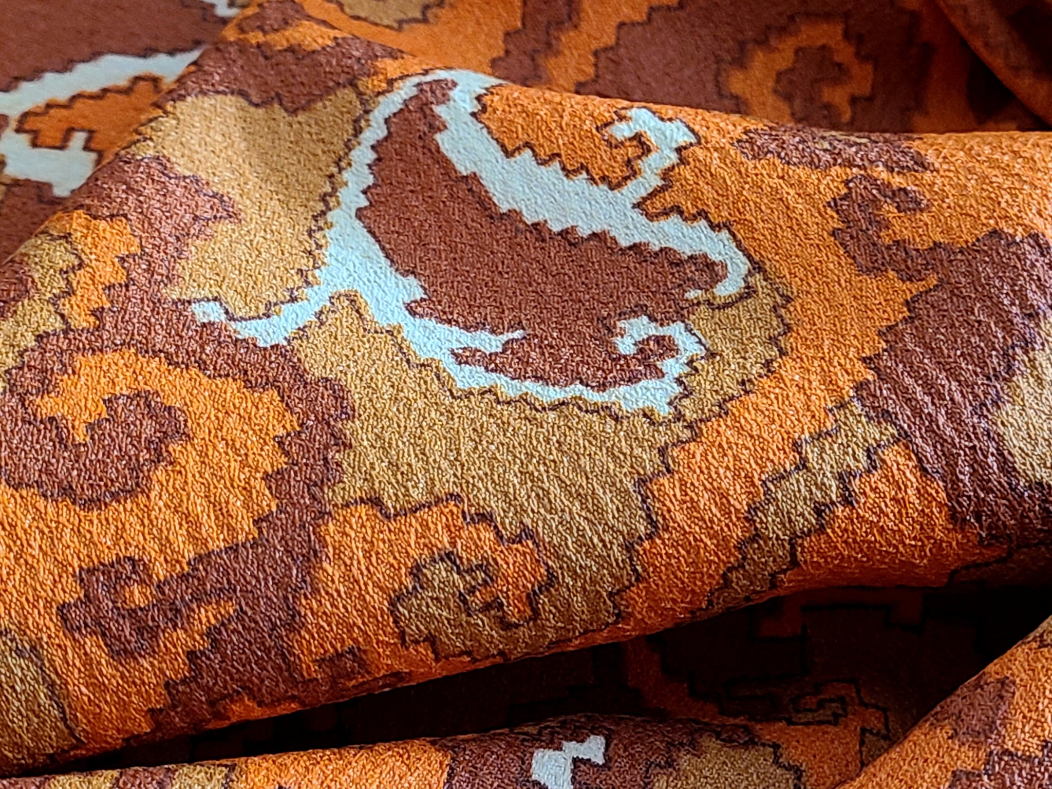retro dress fabric Retro Cool Mid Century Floral Fabric Design In Avocado Green, Harvest Gold, Brown, And Orange Avocado A-Line Dress by Framerkat