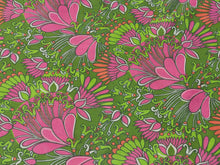 Load image into Gallery viewer, 1960s 1970s Retro Fabric - Cotton - Psychedelic Floral  - Fabric Remnant - 6C180
