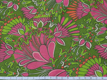 Load image into Gallery viewer, 1960s 1970s Retro Fabric - Cotton - Psychedelic Floral  - Fabric Remnant - 6C180
