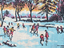 Load image into Gallery viewer, 1973 Vintage Calendar Towel - Linen - The Skating Pond - Currier &amp; Ives - TWLC206
