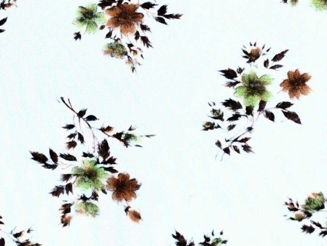 1960s 1970s Retro Fabric - Cotton - Autumn Roses - Fabric Remnant - 6C289