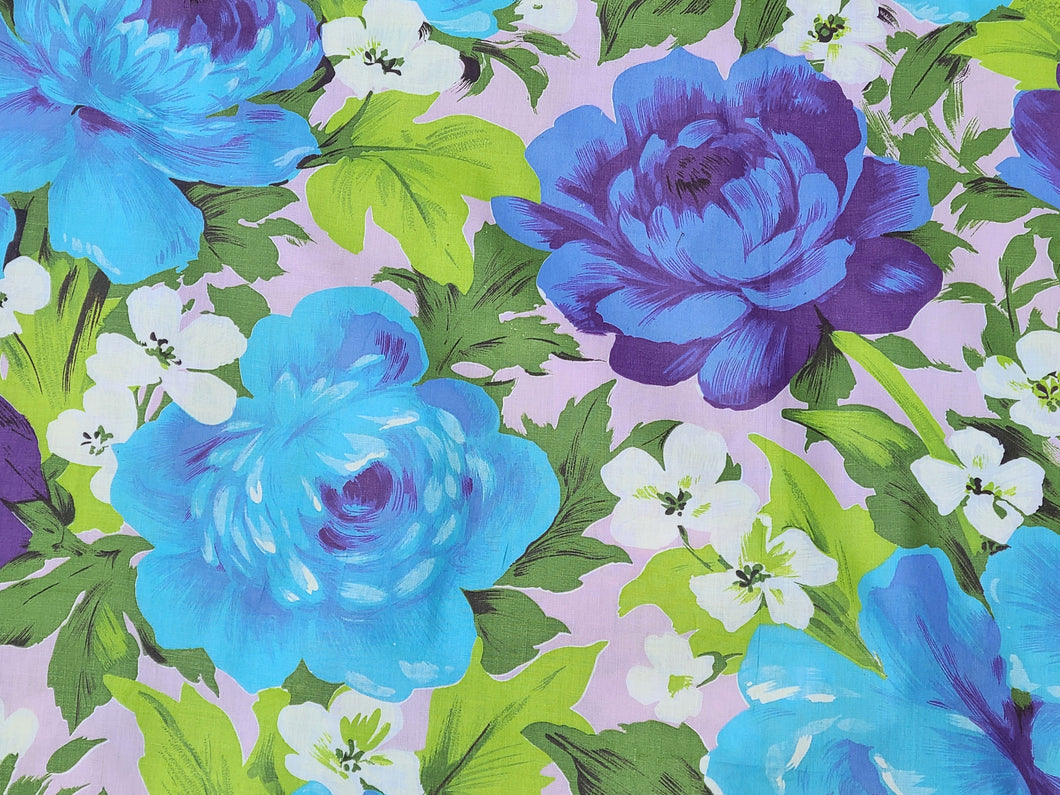 Vintage Fabric - Cotton - Roses - Pink Background - By the Yard - VCL215