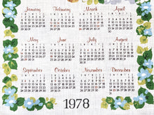 Load image into Gallery viewer, 1978 Vintage Calendar Towel - Linen - Owl Trio &amp; Floral - TWLC204
