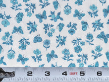 Load image into Gallery viewer, Vintage Fabric - Cotton - Butterfly Floral - Blue - Fabric Remnant - VCW746
