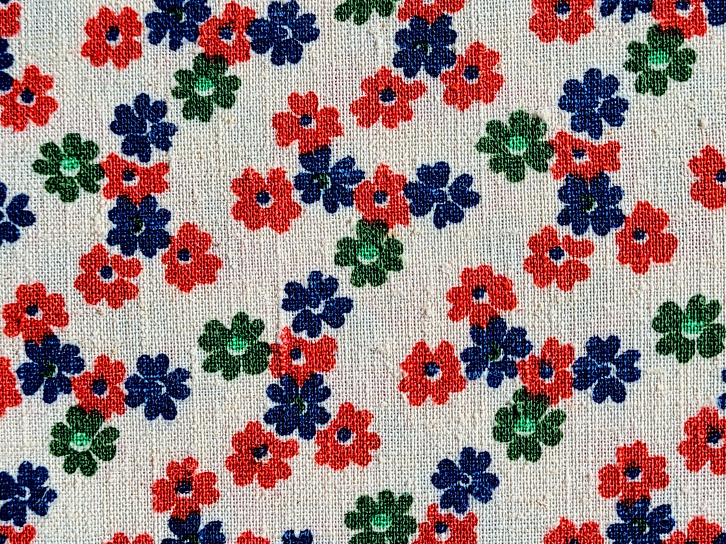 1960s 1970s Retro Fabric - Cotton - Kettlecloth - Allover Petite Floral - By the Yard - 6KC14
