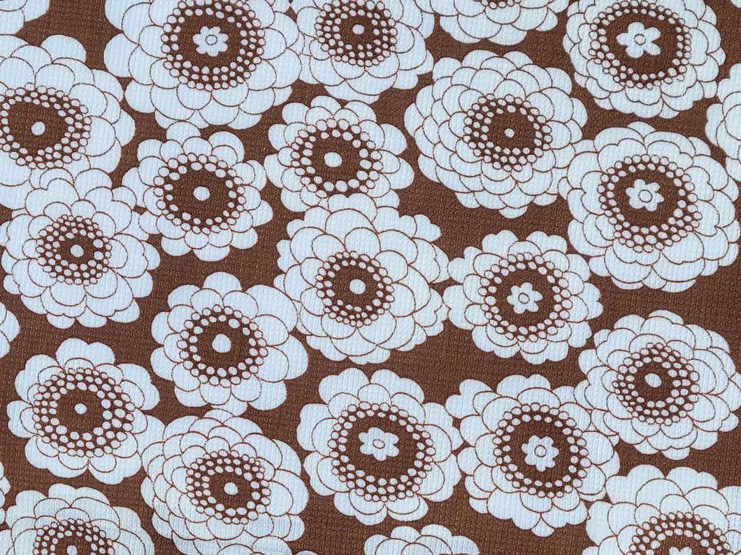 1960s 1970s Retro Fabric - Cotton - Pearl Drop Floral - Fabric Remnant - 6C288