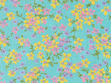 Load image into Gallery viewer, 1960s 1970s Retro Fabric - Heavy Cotton - Sky Blue Floral - Fabric Remnant - 6C284
