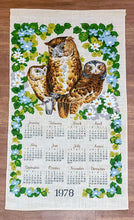 Load image into Gallery viewer, 1978 Vintage Calendar Towel - Linen - Owl Trio &amp; Floral - TWLC204
