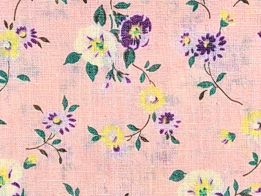 Vintage Fabric - Cotton Lightweight - Pink Floral - By the Yard - VCS735