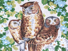 Load image into Gallery viewer, 1978 Vintage Calendar Towel - Linen - Owl Trio &amp; Floral - TWLC204
