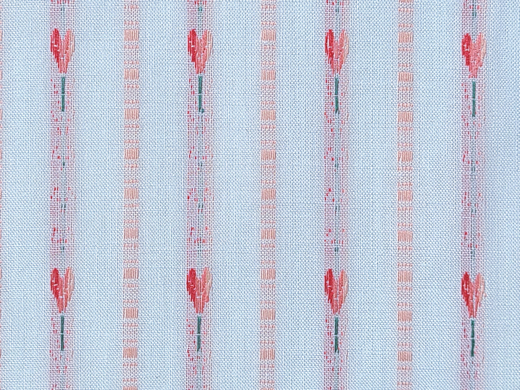 Vintage Fabric - Jacquard Weave - Cotton - Pink Tulip Stripe - Fabric Remnant - JCQ50