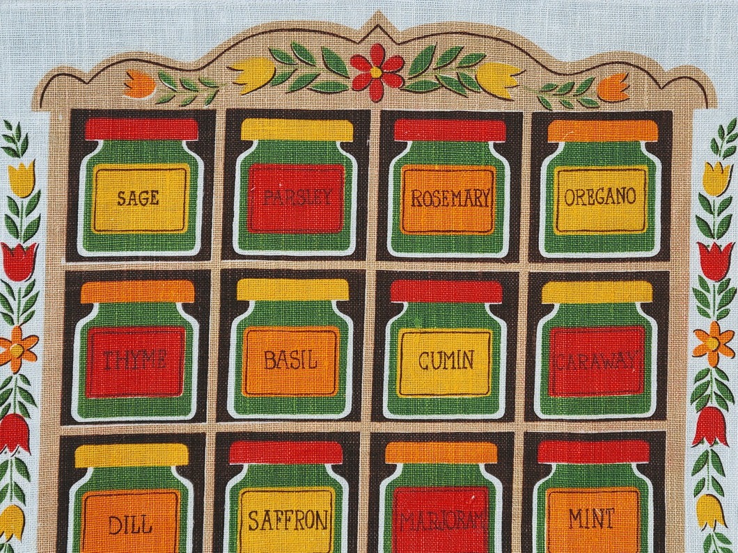 1974 Vintage Calendar Towel - Linen - Kitchen Spices - TWLC103