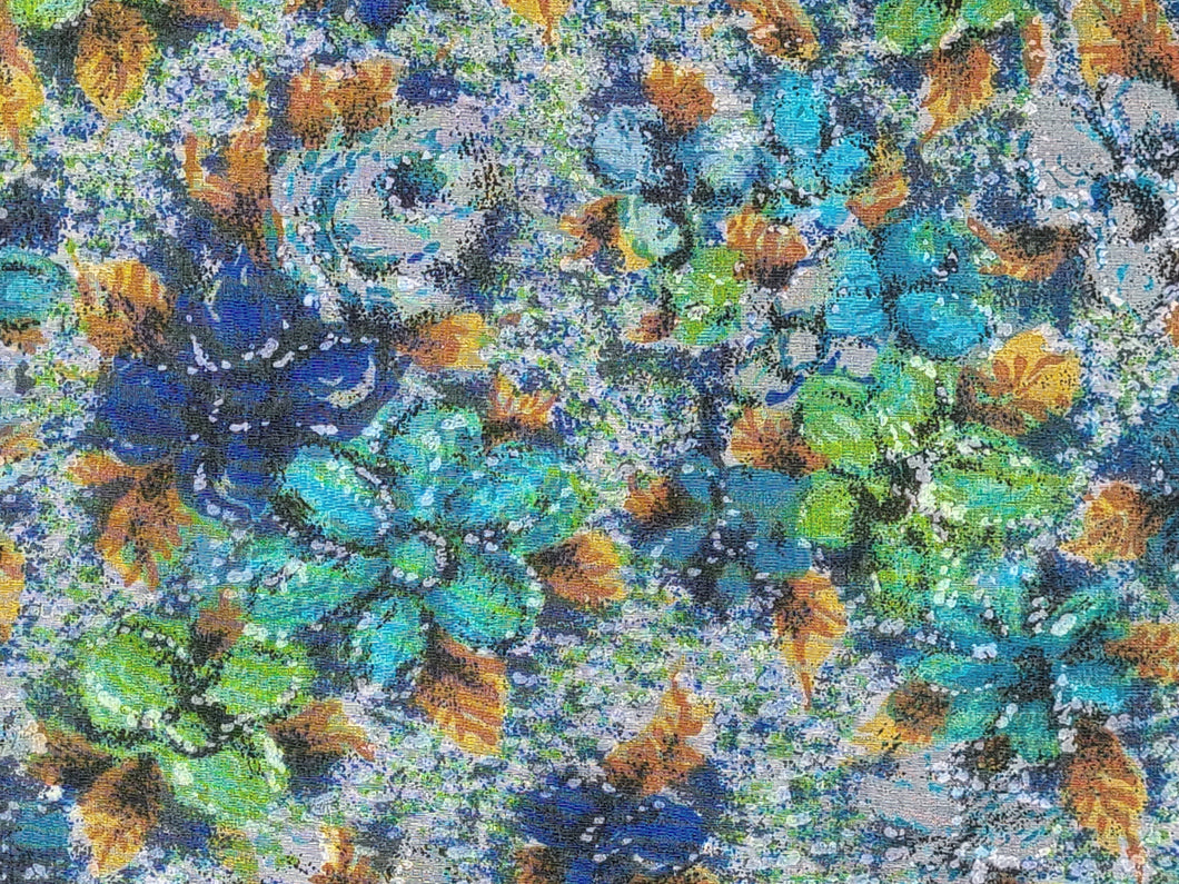 1960s 1970s Retro Fabric - Cotton - Roses  - Fabric Remnant - 6C726