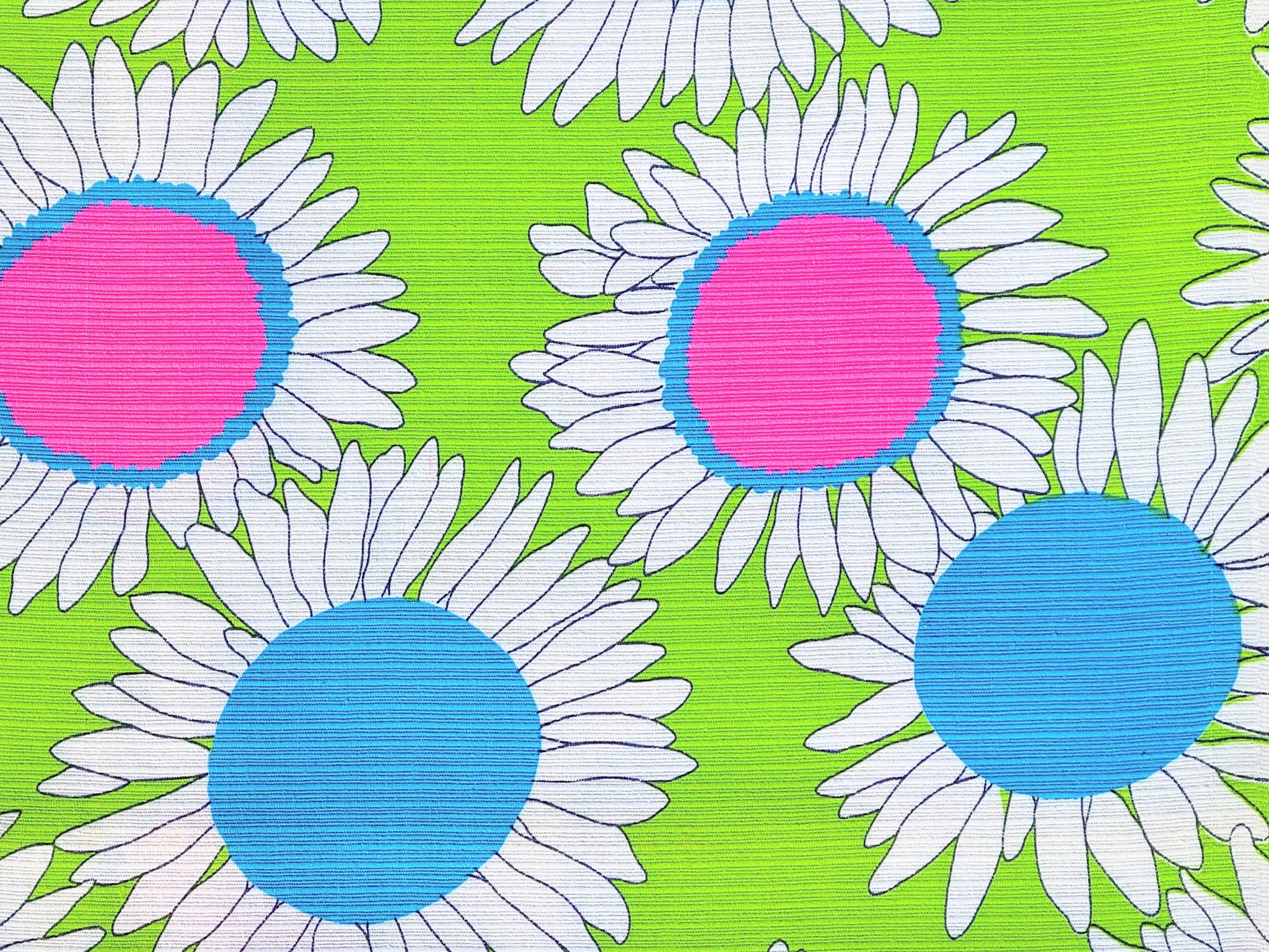 1960s 1970s Retro Fabric - Heavy Cotton - Sunflower Power - Fabric