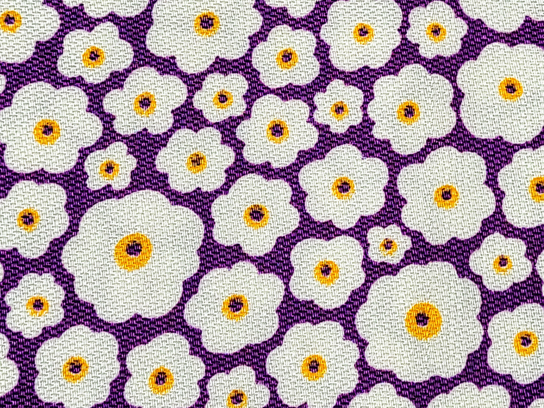 Vintage Fabric - Cotton - Floral White & Yellow - Purple - By the Yard - VCL738