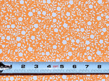 Load image into Gallery viewer, 1960s 1970s Retro Fabric - Cotton - White Floral on Orange - Fabric Remnant - 6C283
