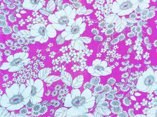 Load image into Gallery viewer, 1960s 1970s Retro Fabric - Seersucker - Spilke's Fuchsia Floral - Fabric Remnant - 6SR795
