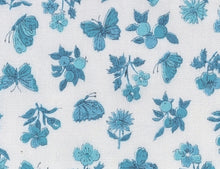 Load image into Gallery viewer, Vintage Fabric - Cotton - Butterfly Floral - Blue - Fabric Remnant - VCW746
