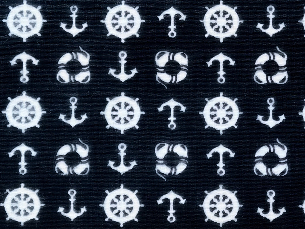 Vintage Fabric - Cotton - Anchor - Black & White - By the Yard - VCW225
