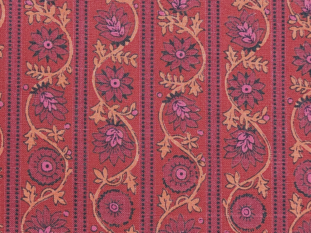 Vintage Fabric - Cotton - Striped Floral - By the Yard - VCG376